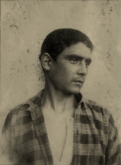 Portrait of a young man in a Checkered shirt, Sicily by Baron Wilhelm von Gloeden